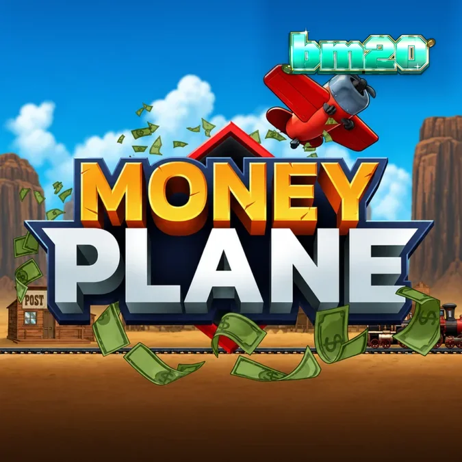 Interface de jogo do Money Plane com elementos visuais de aviação e temática de trem.